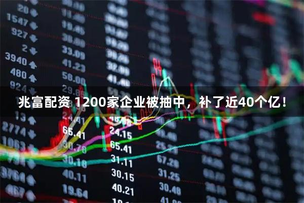 兆富配资 1200家企业被抽中，补了近40个亿！
